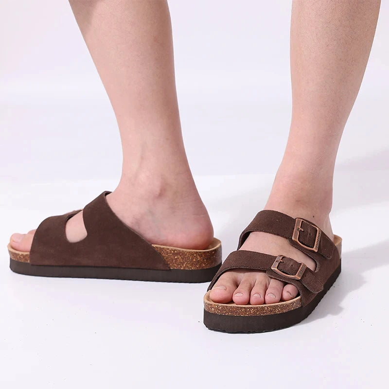 Men's Arch Support Slides Sandals With Adjustable Buckle