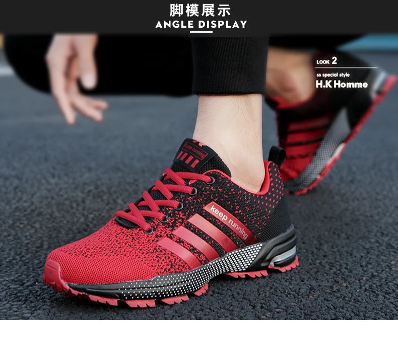 Men's Plus-Size Lace-Up Casual Sports Shoes for Walking and Running