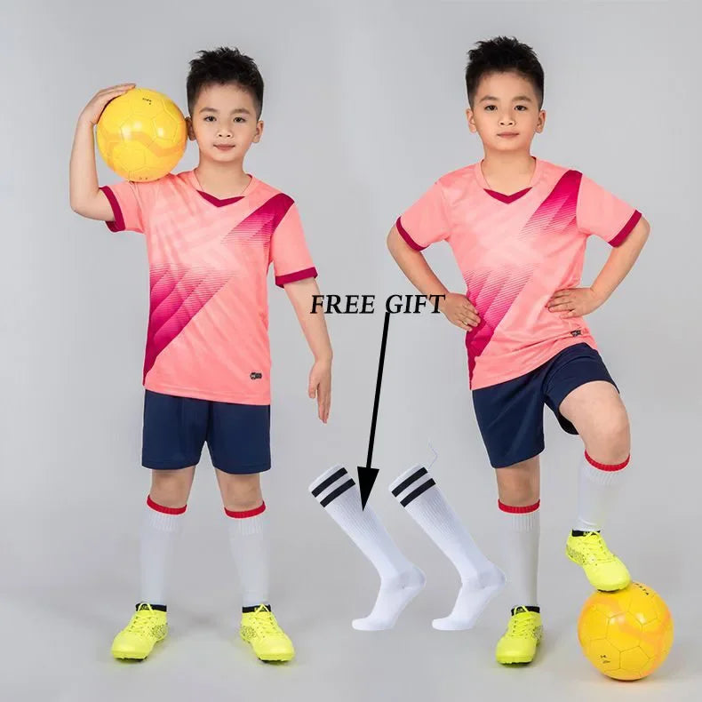 Boys' Polyester Soccer Uniform Set with Jersey, Tracksuit and Socks
