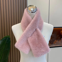 Women's Outdoor Winter Faux Fur Warm Solid Color Scarf
