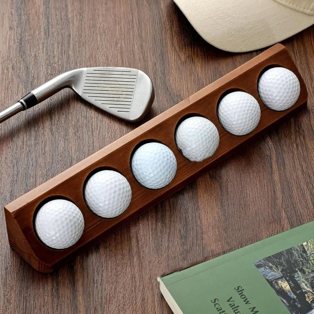 Wooden Golf Ball Holder with 6 Slots for Wall Mount Display