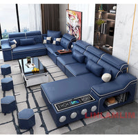 MANBAS Modern Scientific Cloth Sectional Sofa Set with Chaise Lounge, Bluetooth Speakers, and USB Charging Ports for Living Room - Buy online at  Vibe In Cart.