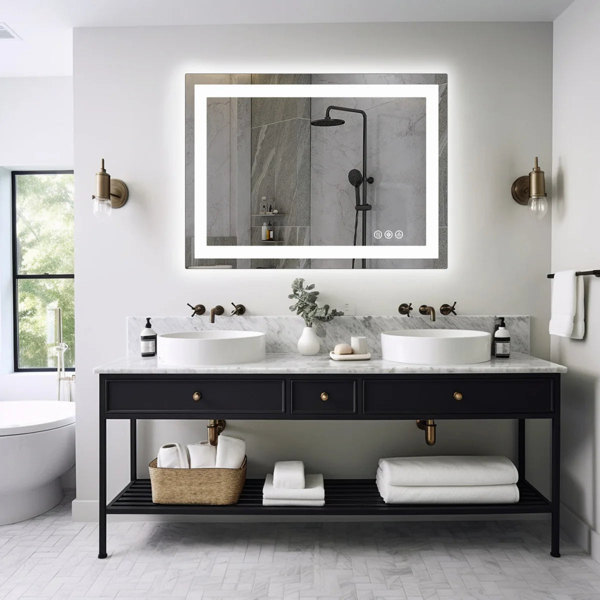 JHK 36"x 24"LED Bathroom Vanity Mirror for Wall Memory Function Tempered Glass with Front Light and Backlit For Living Room - Buy online at  Vibe In Cart.