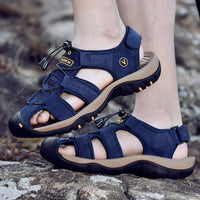 Men's Genuine Leather Sandals Casual Outdoor Beach Roman Style Sizes 38-48