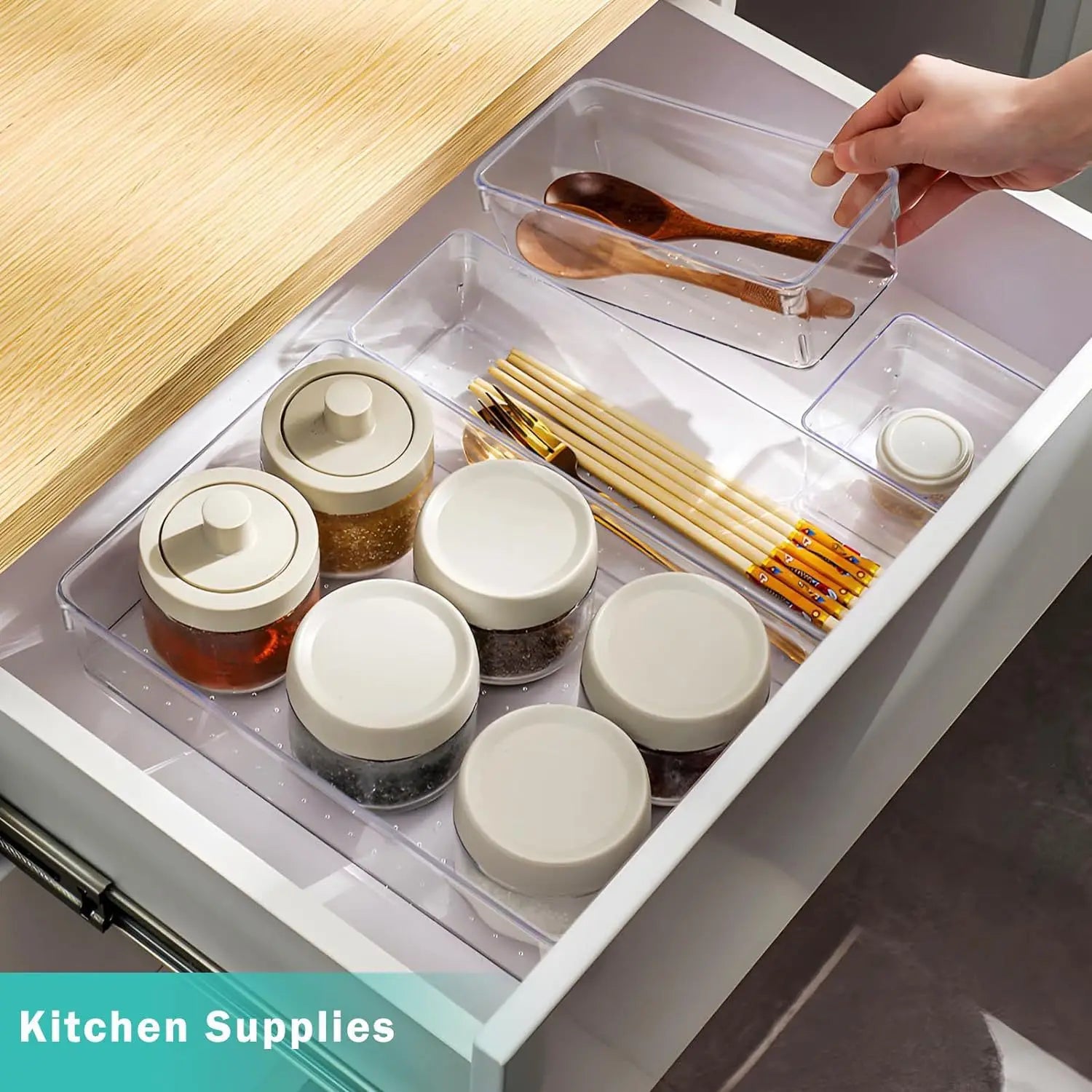 Transparent PET Drawer Storage Box Set for Organization