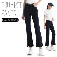 Women's Full Length High Waist Flared Cotton Golf Trousers
