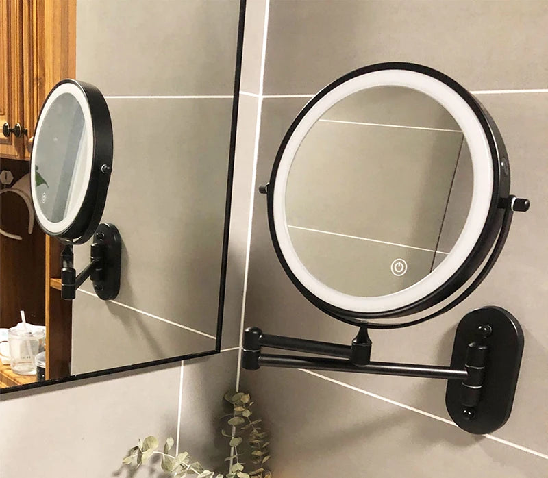 8 Inch Double-Sided Makeup Mirror With 3x-10x Magnification And LED Lights