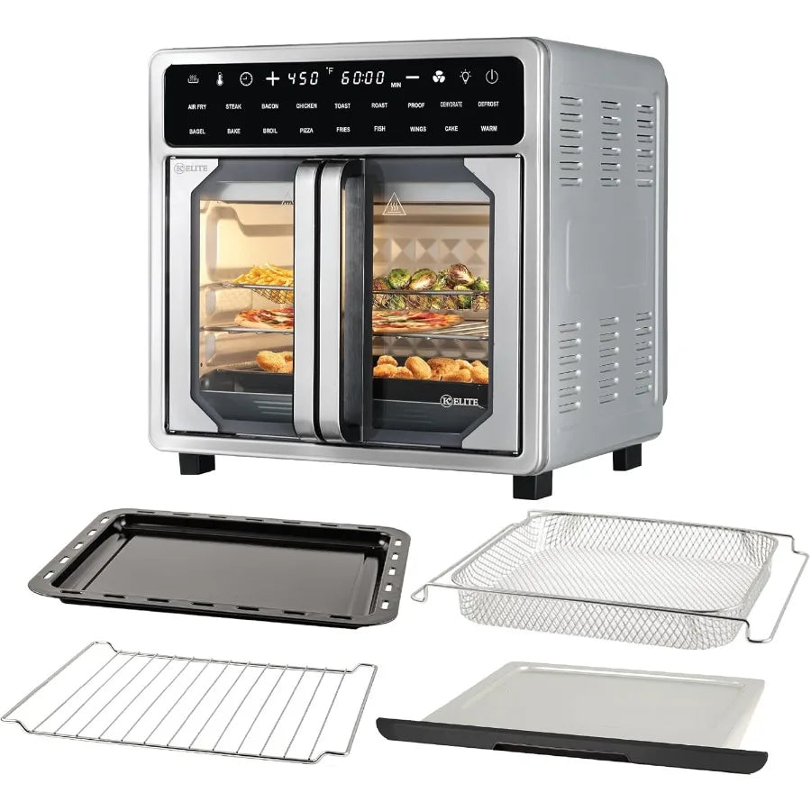 Kitchen Elite 16 Quart French Door Air Fryer Oven Family Size Countertop Convection Cooker with LED Display Stainless Steel Ide - Buy online at  Vibe In Cart.