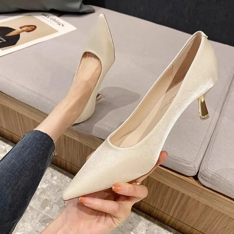 Women's French Style Pointed Toe High Heels for Autumn/Winter - Shallow Cut Stiletto Pumps,Retro Commuter Dress Shoes - Buy online at  Vibe In Cart.