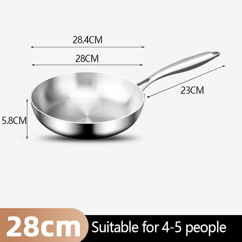 304 Stainless Steel Frying Pan NonStick Pan Fried Steak Pot Uncoated Kitchen Cookware For Gas Stove and Induction Cooker - Buy online at  Vibe In Cart.