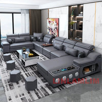 MANBAS Modern Scientific Cloth Sectional Sofa Set with Chaise Lounge, Bluetooth Speakers, and USB Charging Ports for Living Room - Buy online at  Vibe In Cart.