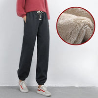 Women's Drawstring Thick Warm Polyester Winter Sports Pants