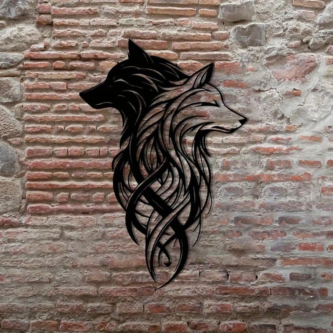 "Twin Wolf Shadows"Metal Wall Sculpture Set|Black&White Wolf Head,Wrought Iron,Halloween&Christmas Gift,Living Room/Office Decor - Buy online at  Vibe In Cart.