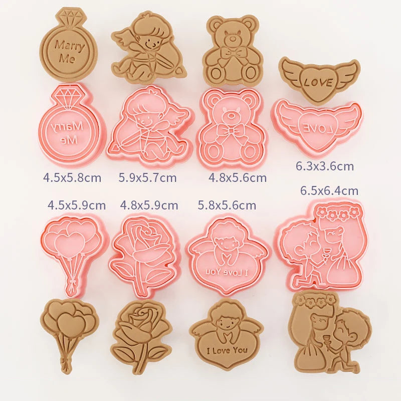 8-Piece Plastic 3D Cookie Cutters Set with Cartoon Designs