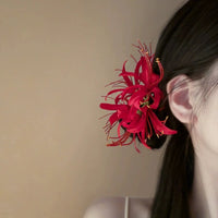 Red Shore Flower Hair Clip New Tassel Design Chinese Ancient Style Elegant Duckbill Clip Women's Side Bangs Clip Hair Accessory - Buy online at  Vibe In Cart.