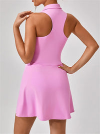 Women's Tennis Dress Women Turn Down Collar Front Zipper 2-in-1 Golf Sports Tight Dress Fitness Workout Running Pocket Skort - Buy online at  Vibe In Cart.