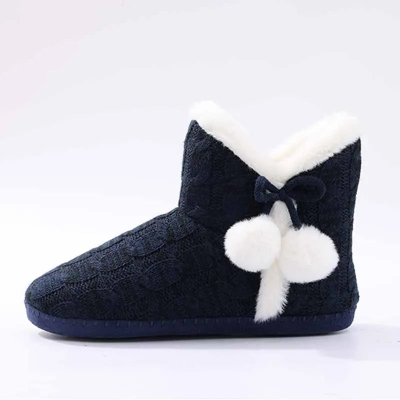 Litfun Winter Warm Plush Boots For Women Outdoor Soft Sole Non-slip Knit Furry Snow Boots Indoor Cozy Fur House Cotton Slippers - Buy online at  Vibe In Cart.