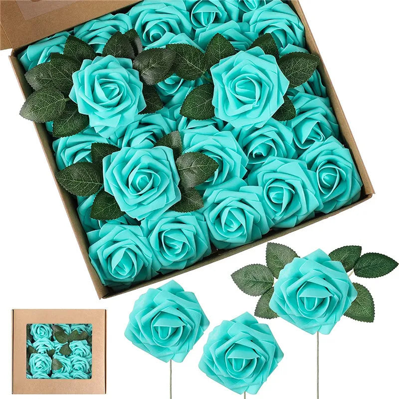 Artificial Foam Rose Flowers Bouquet Set, 10-100 Pieces