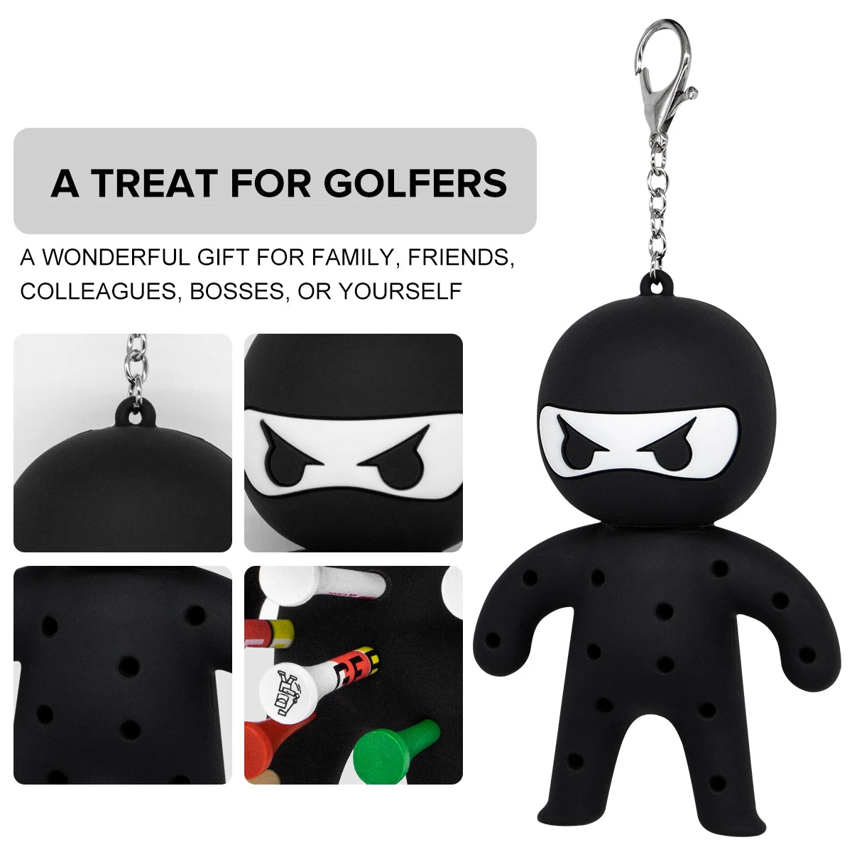Cute Ninja Portable Golf Ball Tees Holder Keychain - Hote Sale Golf Accessory for Club Bag - Buy online at  Vibe In Cart.