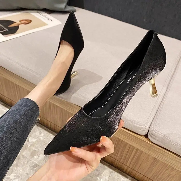 Women's French Style Pointed Toe High Heels for Autumn/Winter - Shallow Cut Stiletto Pumps,Retro Commuter Dress Shoes - Buy online at  Vibe In Cart.