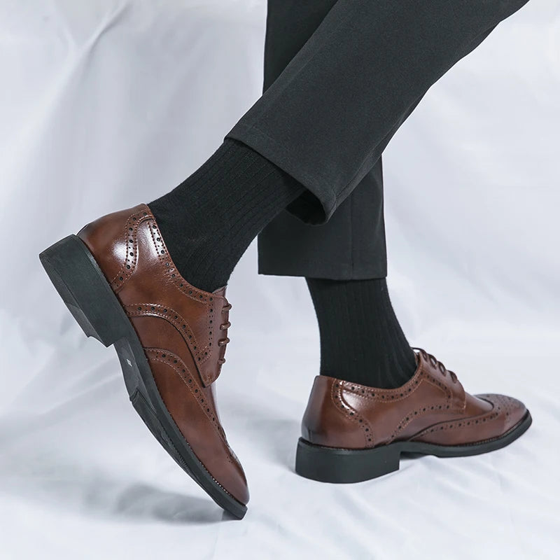 Men's leather shoes for business, retro, breathable, formal, wedding, leisure, business, and work - Buy online at  Vibe In Cart.