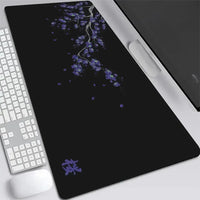 XXL Gray Rubber and Cloth Mouse Pad with Cherry Blossom Design