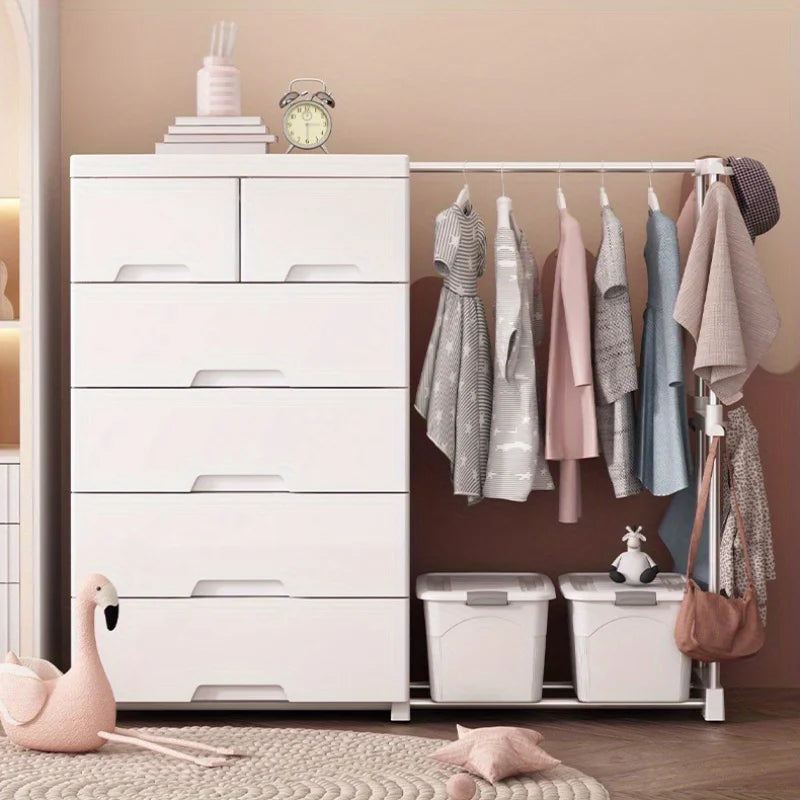 5/6-Tier White Wardrobe with Extendable Hanger - Large Space & Partitioned Storage Wardrobe for Bedroom, Dormitorie - Buy online at  Vibe In Cart.