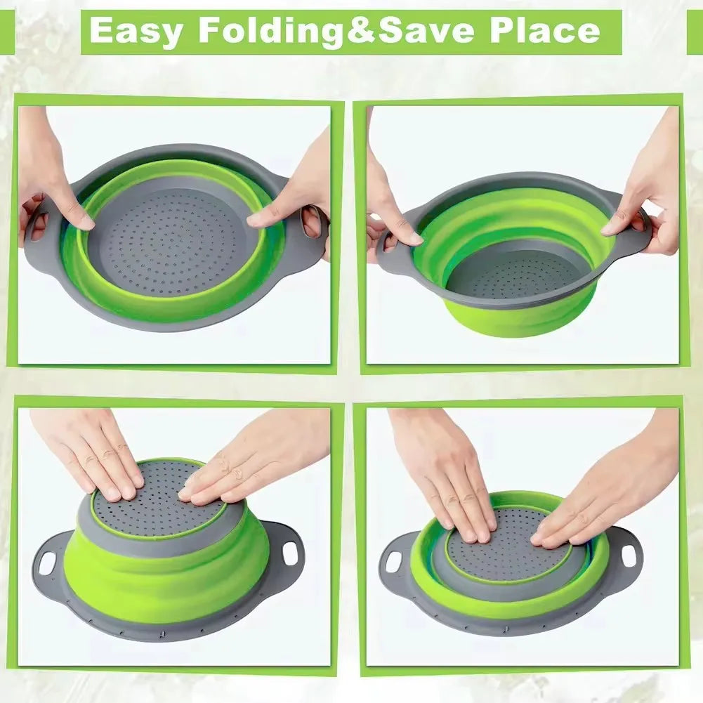 Silicone Folding Drain Basket Fruit Vegetable Washing Basket Foldable Strainer Colander Collapsible Drainer Kitchen Storage Tool - Buy online at  Vibe In Cart.