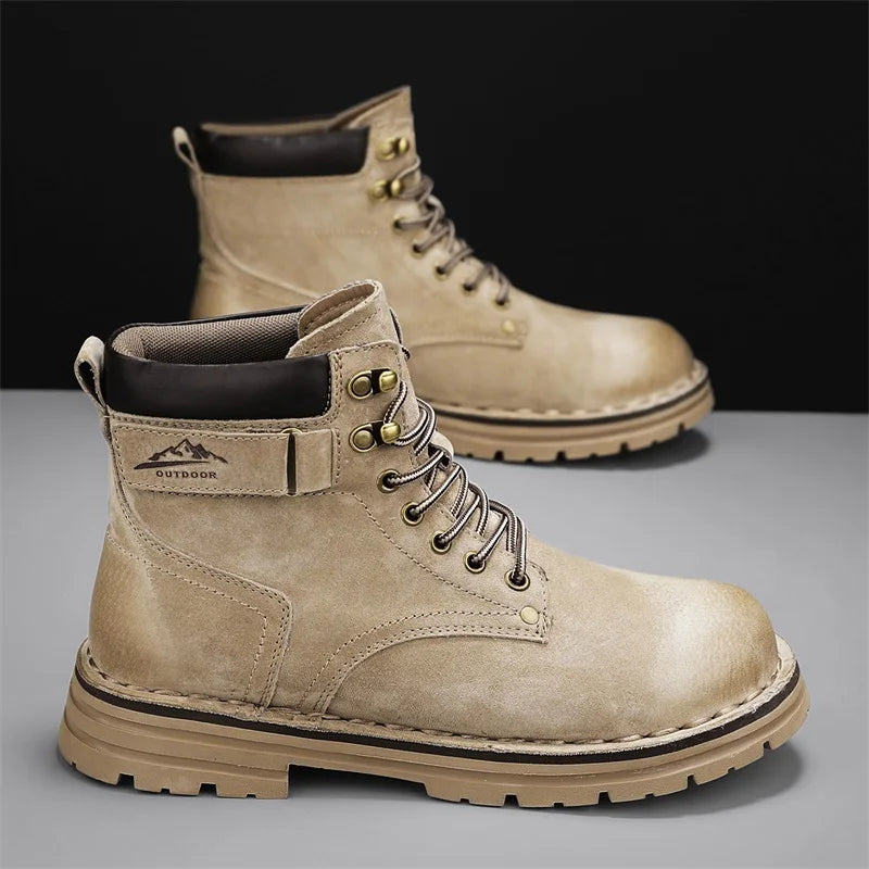 Luxury Brand Outdoor Men's Boots High-Top Leather Hiking Boots Classic Male Ankle Shoes Motocross Sneakers Casual Leather Shoes - Buy online at  Vibe In Cart.
