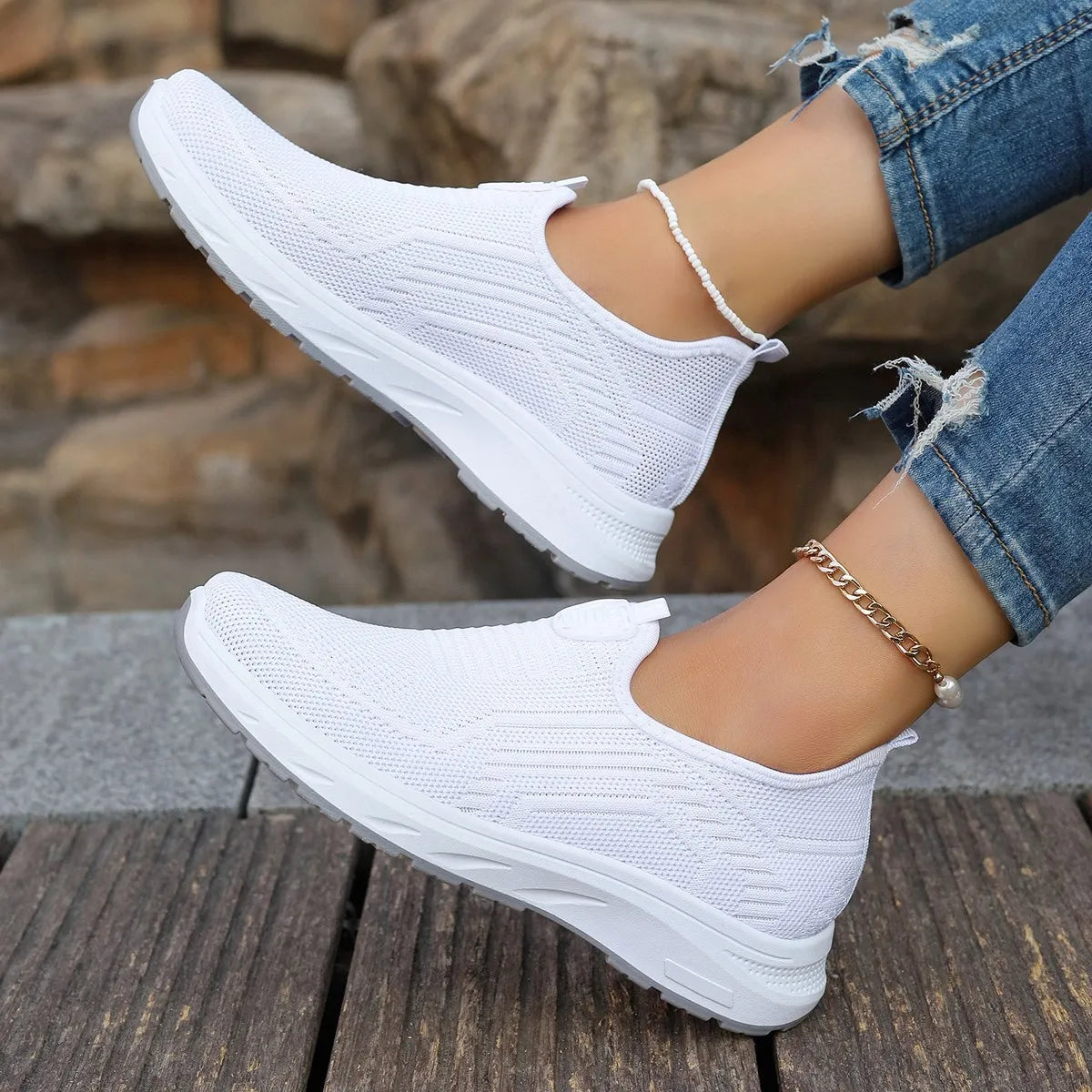 Summer New Mesh Breathable Large Size Casual Shoes for Women Soft Sole Lightweight One Step Single Shoes for Women - Buy online at  Vibe In Cart.