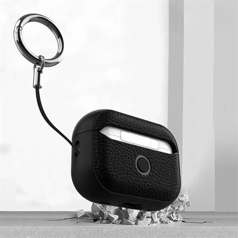 Leather Texture Protective Case for Wireless Earphones in TPU and Plastic