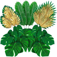 Artificial Tropical Palm Leaves Hawaiian Luau Jungle Party Golden Stems Leaf Decoration Table Wedding Birthday Decor Fake Plants - Buy online at  Vibe In Cart.
