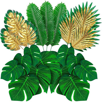 Artificial Tropical Palm Leaves Hawaiian Luau Jungle Party Golden Stems Leaf Decoration Table Wedding Birthday Decor Fake Plants - Buy online at  Vibe In Cart.