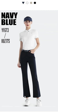 Women's Full Length High Waist Flared Cotton Golf Trousers