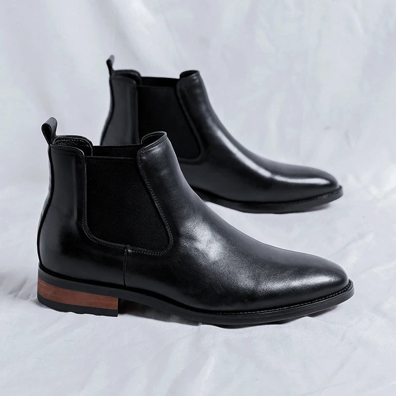 Genuine Leather Classic Men High Top Chelsea Ankle Boots High Quality Mens Casual Dress Business Shoes Comfy OutdoorBasic Boots - Buy online at  Vibe In Cart.