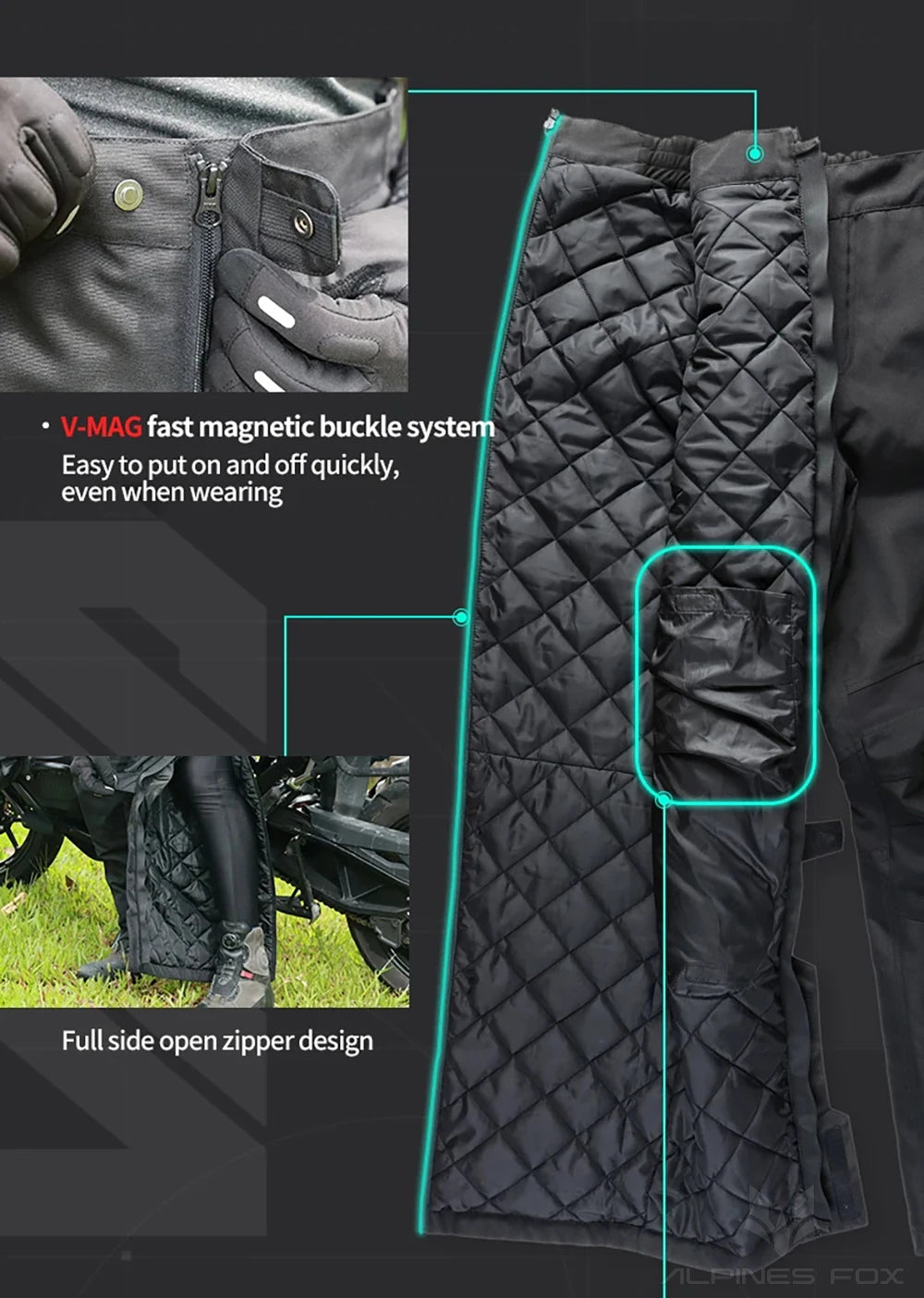 Winter Waterproof Motorcycle Overpants Quick Release Touring Moto Pants Men's Warm Windproof Motorbike Trousers CE Kneepads - Buy online at  Vibe In Cart.