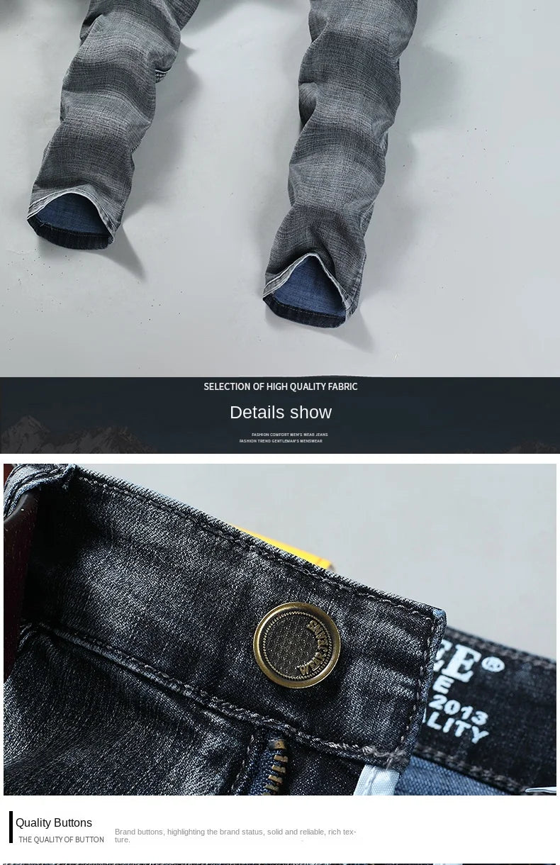 Wthinlee Slim Washed Jeans Casual Straight Stretch Fashion Classic Blue Black Work Denim Trousers Male Brand Clothing - Buy online at  Vibe In Cart.