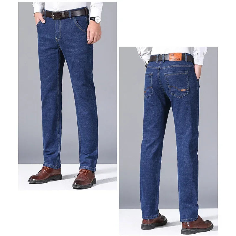 Men's Straight Leg Stretch Denim Jeans for Casual Wear