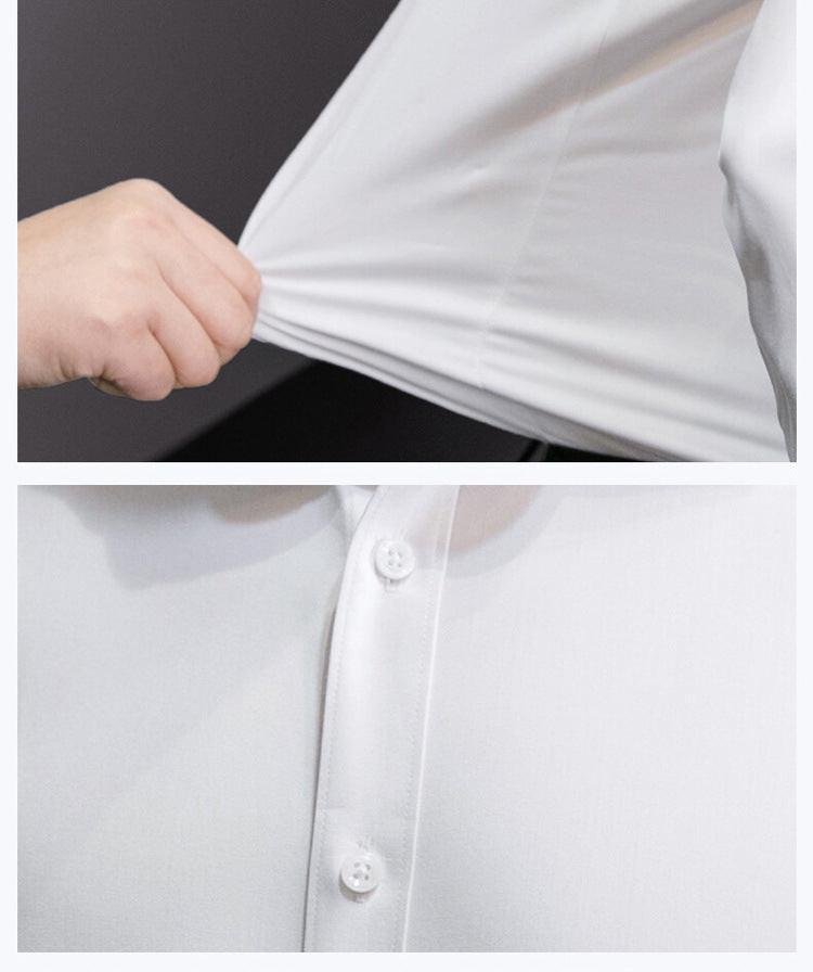 Men's Plus Size Solid White Long Sleeve Slim Fit Business Shirt