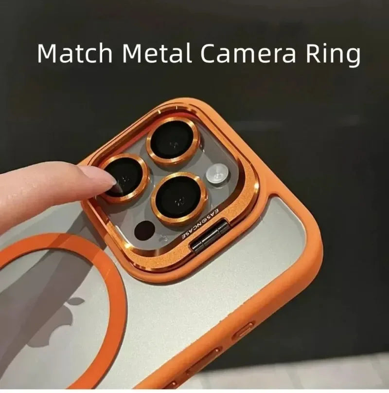 Full Coverage Transparent Magnetic Phone Case with Stand