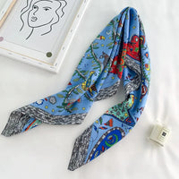 Women's Square Twill Scarf, 90x90 cm, for All Seasons