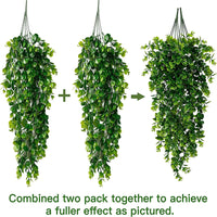 2Pcs Artificial Hanging Plants Fake Hanging Plant Faux Eucalyptus Leaf Greenery Vine Outdoor UV Resistant Plastic Plants - Buy online at  Vibe In Cart.