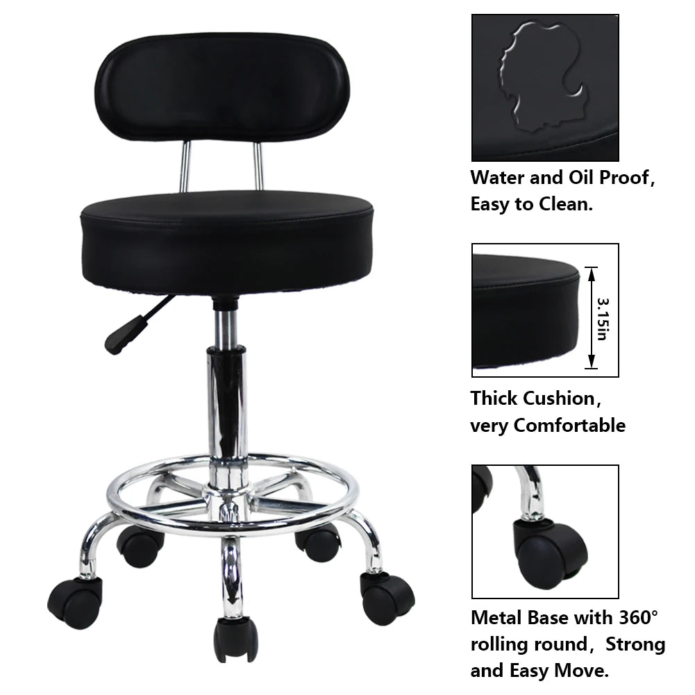 KKTONER PU Leather Rolling Stool Mid-Back with Footrest Height Adjustable Office Computer Home Drafting Swivel Task Chair - Buy online at  Vibe In Cart.