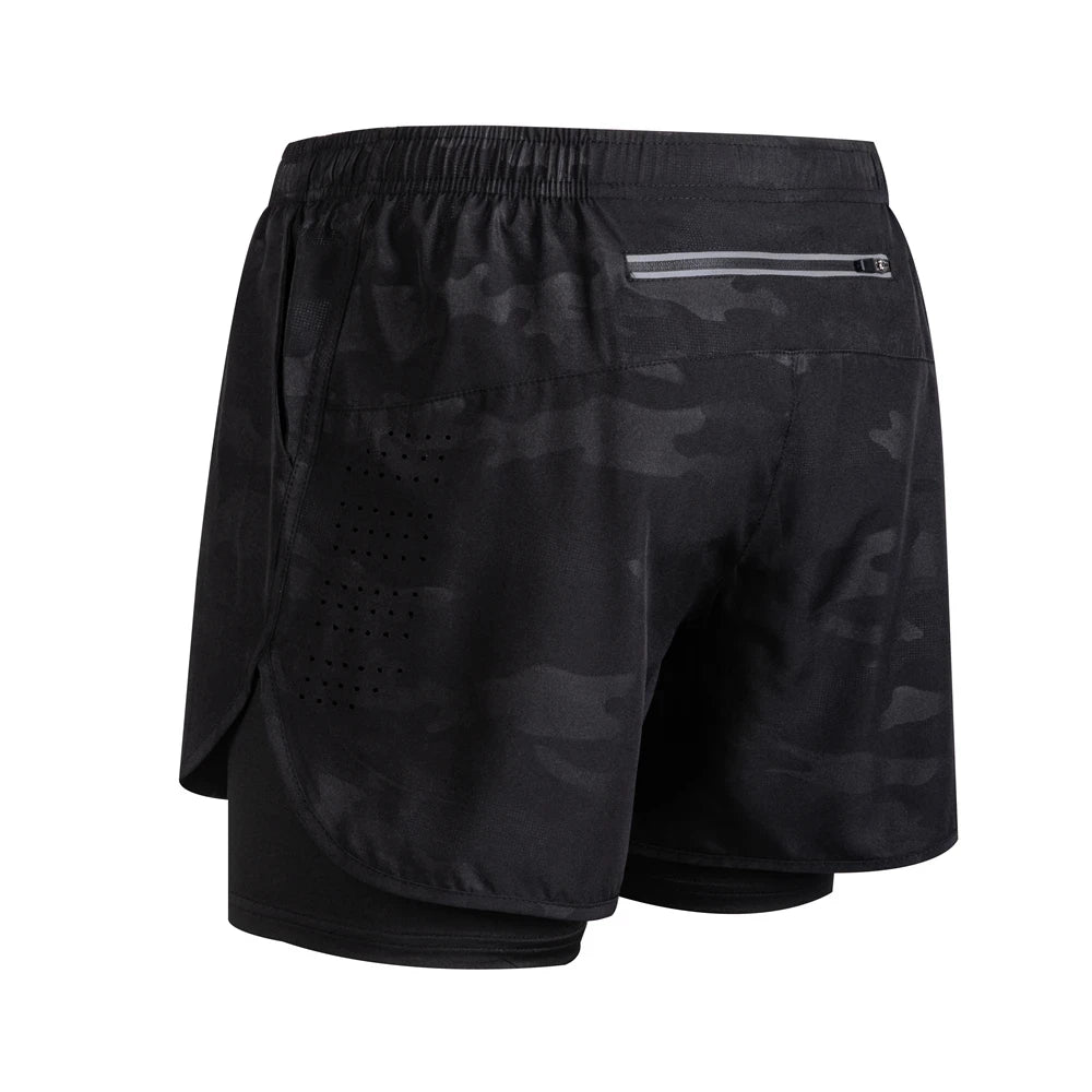 Men's Reflective Quick Drying Polyester Running Shorts With Double Layer