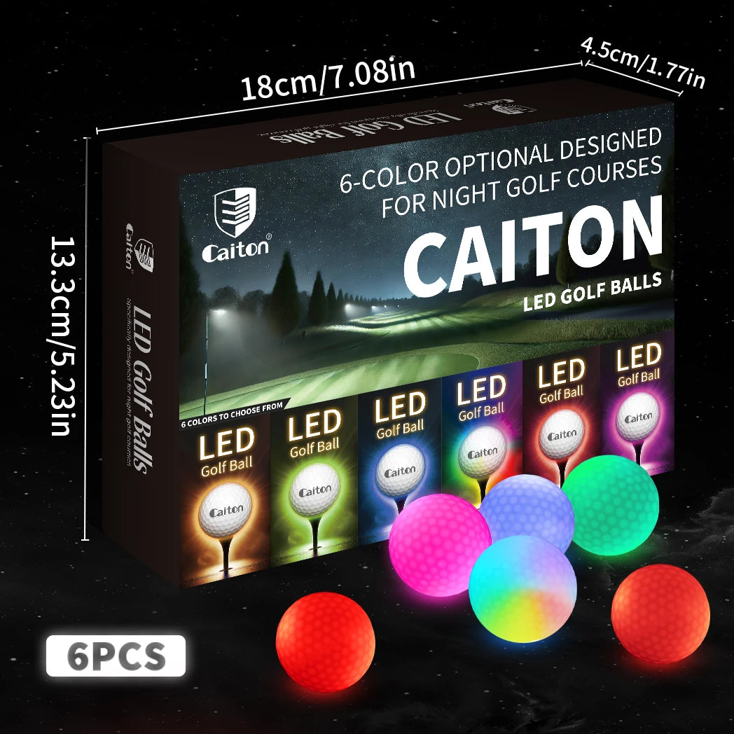 LED Golf Balls 6 Pack with Multiple Colors and Impact Activation