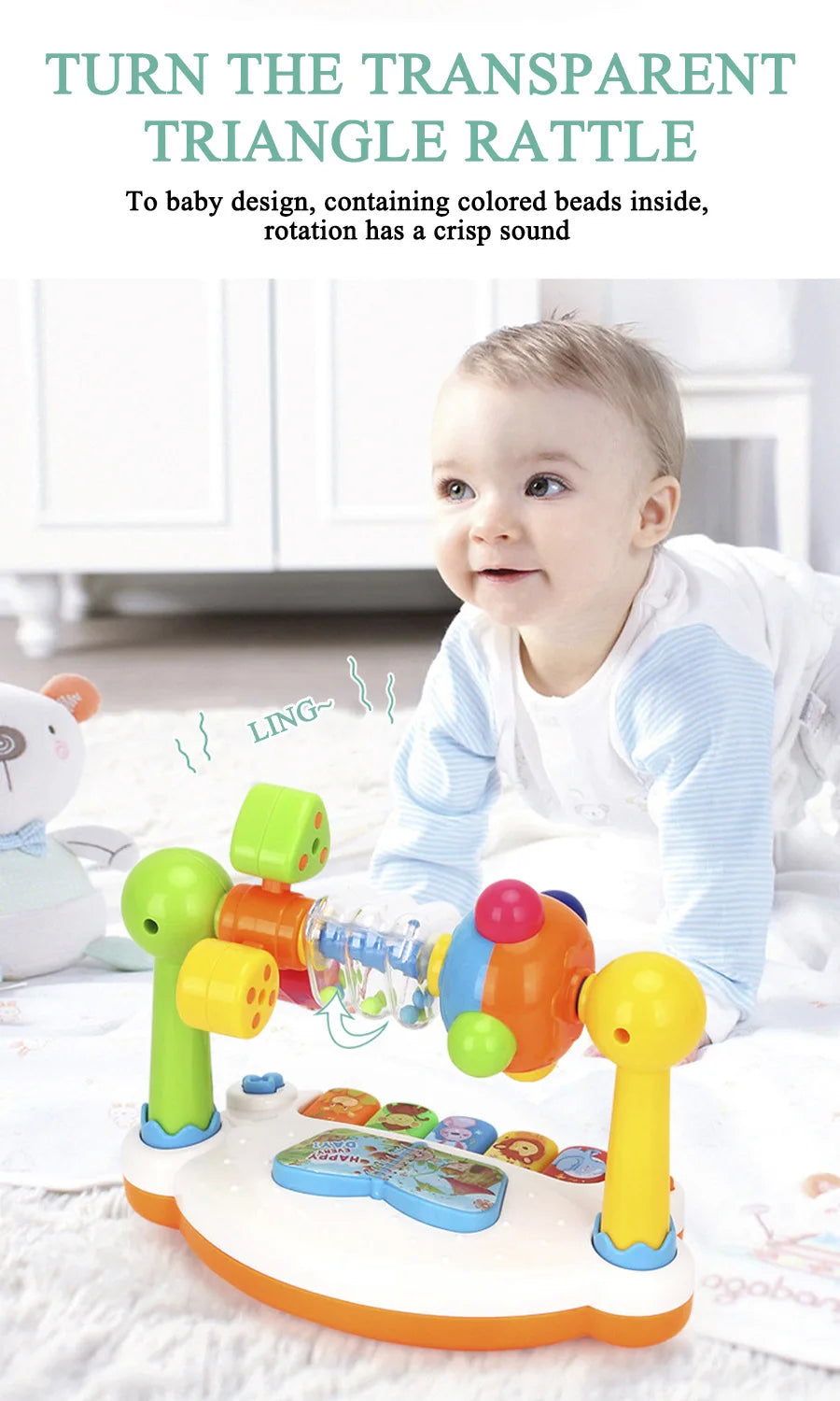 Baby Piano Toys Kids Rotating Music Piano Keyboard With Light Sound Musical Toys For Toddlers Early Educational Music Toy Gifts