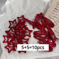 10 Pcs/Lot New Red Star Snap Clip for Girl Waterdrop Barrettes Black Hairpin Women Silver Hair Clip Accessories Kawaii BB Clip - Buy online at  Vibe In Cart.