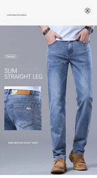 Spring Men's Light Blue Slim Jeans Stylish Casual Stretch Fabric Denim Pants Classic Trousers Smoke Gray - Buy online at  Vibe In Cart.