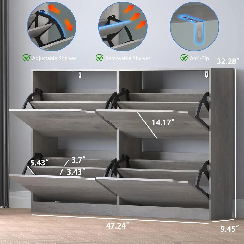 Compact Shoe Storage Cabinet with 4 Drawers, Space-Saving Shoe Rack for Home Entrances and Living Spaces - Buy online at  Vibe In Cart.