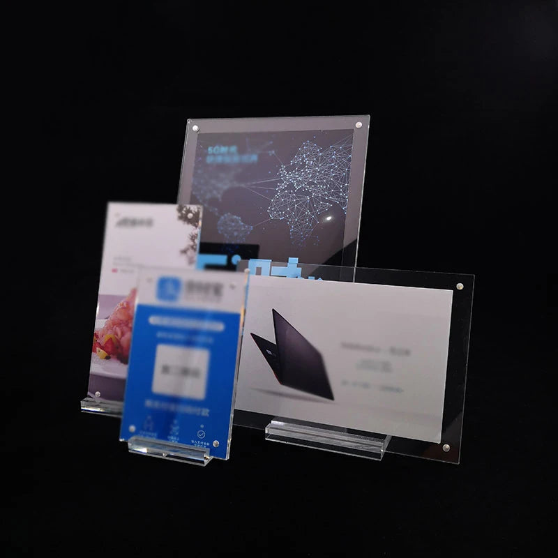 Acrylic Desktop Display Frame Transparent Photo Frame Poster Display Stand Postcard Certificates Price Tags Display Frame - Buy online at  Vibe In Cart.